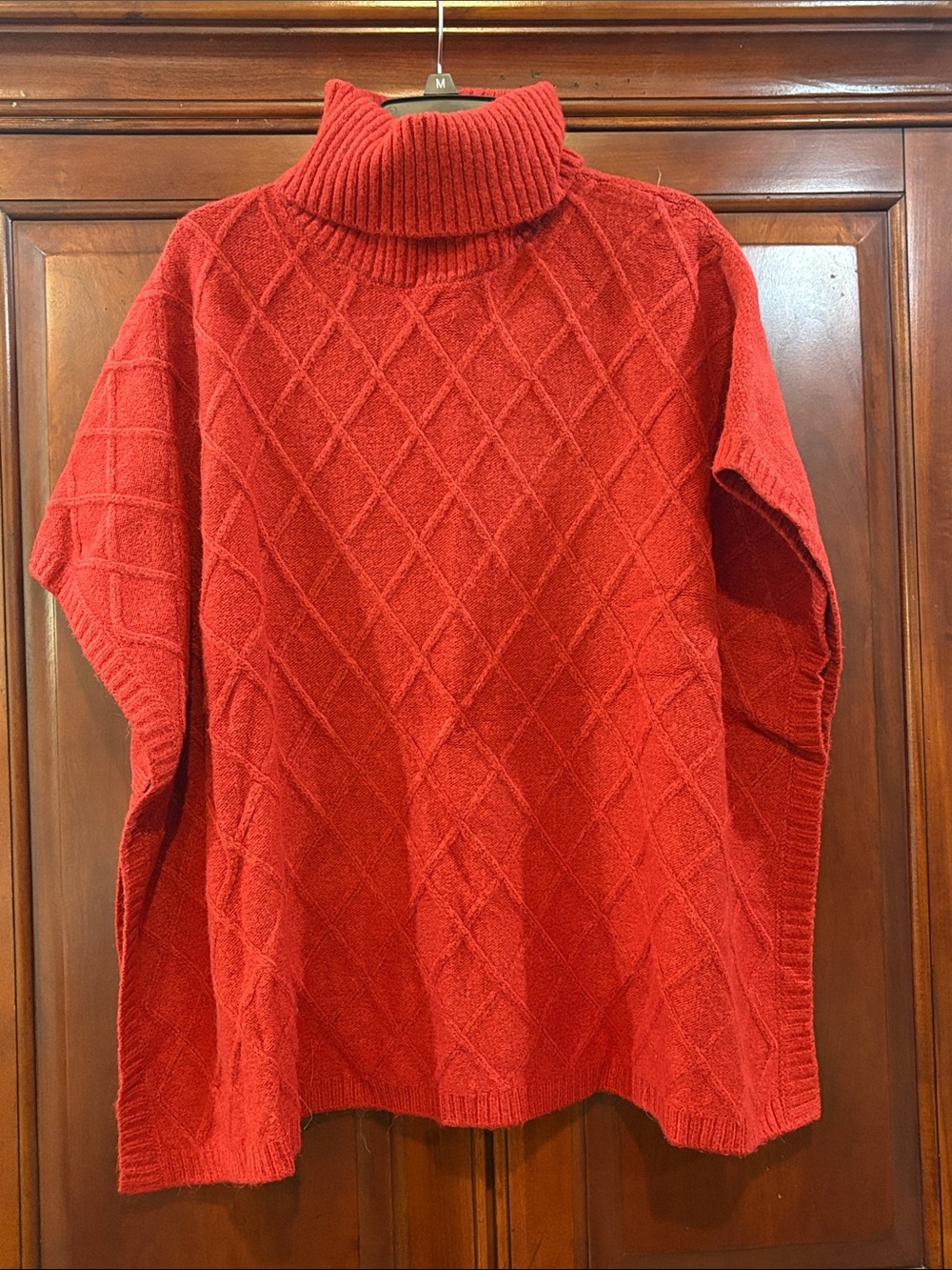 LOFT Red Cable-Knit Turtleneck Sweater